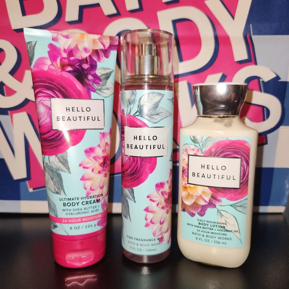 NEW! 🌸🤍🍑😘 Hello Gorgeous Cream, Fragrance & Lotion Set Bath & Body Works